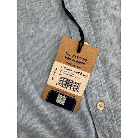 NWT Chubbies The Buttoned Up L/S Light Blue Oxford Friday Shirt Size XXL *Flaw* - Picture 5 of 8